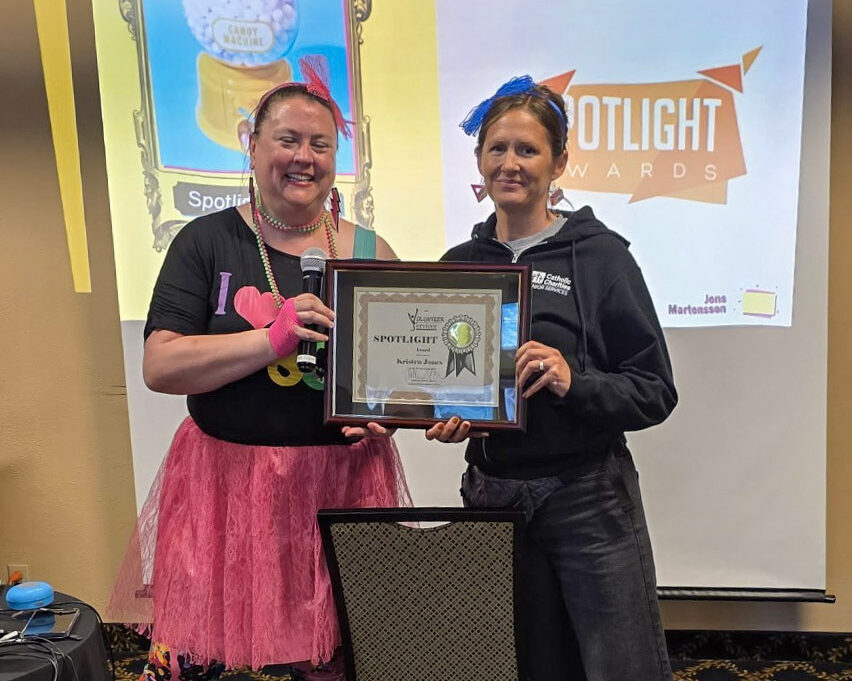 The Senior Services Team from Catholic Charities Serving Central Washington was recognized for excellence in volunteer recruitment, operational support, and leadership during a celebratory '80s-themed statewide meeting in Leavenworth.